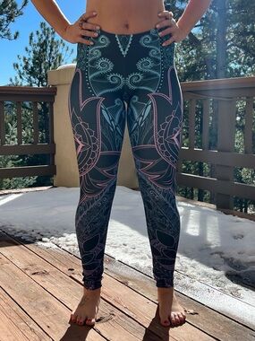 Women's Teal & Pink Patterned Swim Leggings